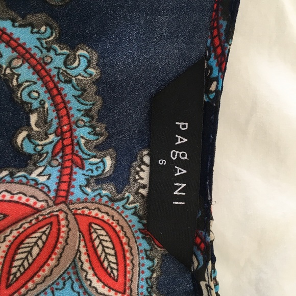 Pagani navy & red paisley print collarless blouse, NZ6 (US0) - Picture 2 of 5